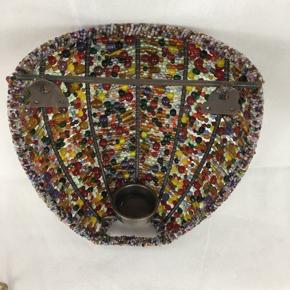 Multi-Colored Beaded Wall Sconce Candle Holder - Picture 5 of 7